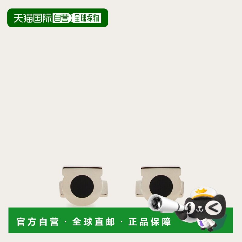 自营欧洲直邮Ferragamo菲拉格慕 男士银色/海军蓝黄铜Gancini袖扣