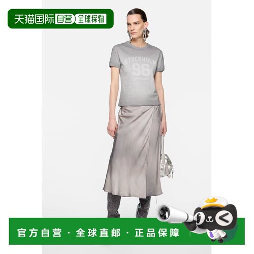 欧洲直邮ACNE (2025新品) 喷绘复古logo T恤女装短袖针织修身上衣