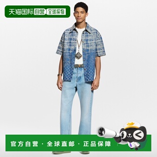 衬衫 自营1h可退 靛蓝色棉老花图案短袖 男士 欧洲直邮LV路易威登