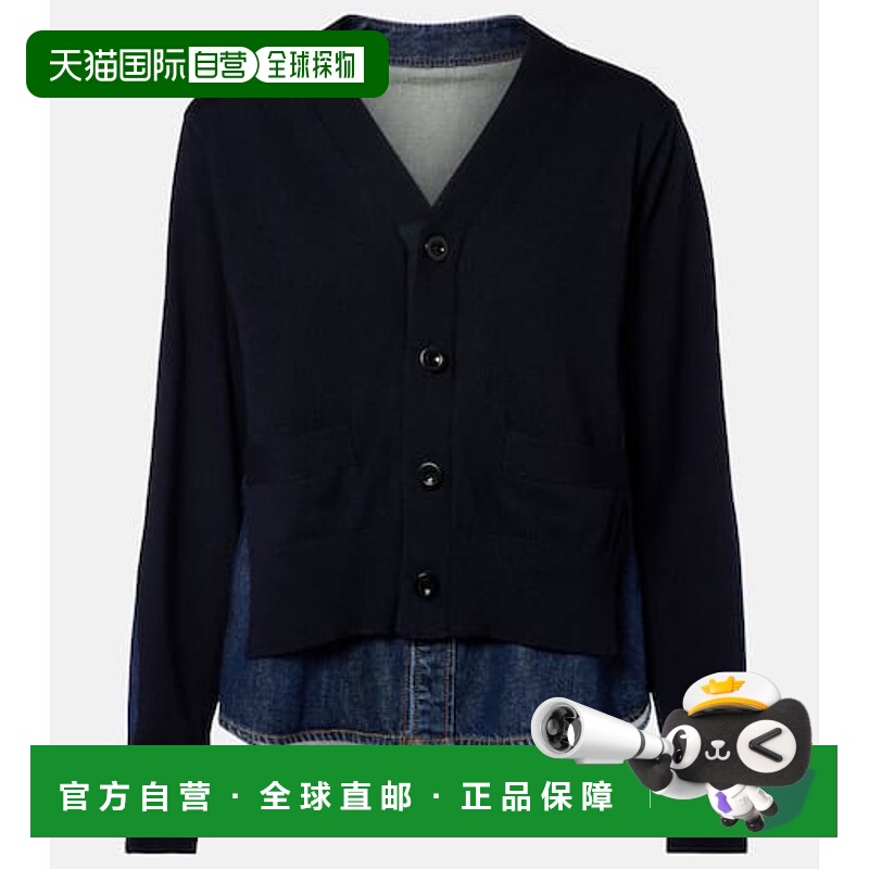 1h可退 香港直邮Sacai 女士 棉混纺针织开衫 blue蓝色 舒适时尚
