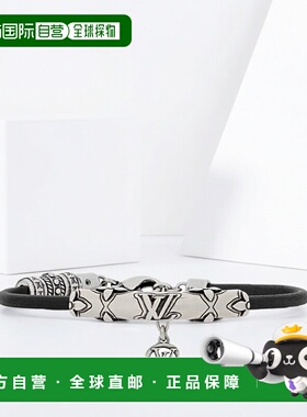 自营欧洲直邮LV路易威登 Drift男士黑色皮革花卉图案手链手镯