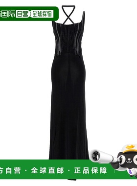 香港直邮Dsquared2 二次方 女士 黑色绉纱长款连衣裙 S72CV0670S2