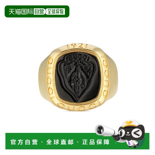 自营欧洲直邮GUCCI古驰 Crest男女同款金色黄铜图章戒指配饰
