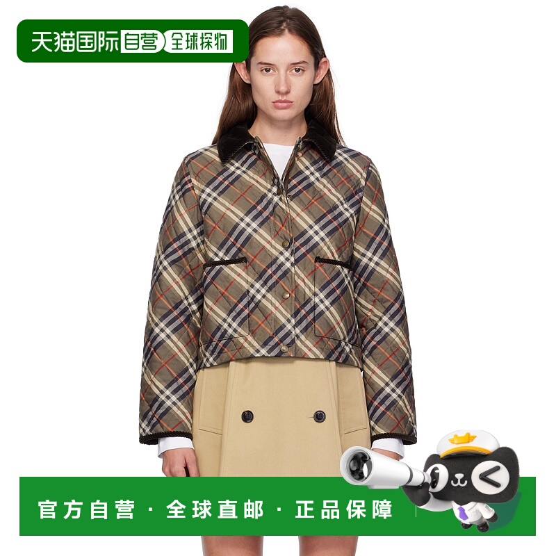 1h可退 香港直邮Burberry 巴宝莉 女士 棕色 & 灰色 Oldham 夹克