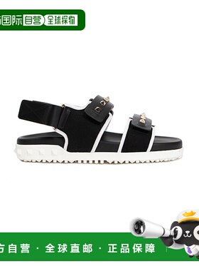 【99新未使用】香港直邮Valentino 黑色铆钉魔术贴凉鞋 TW2S0V11V