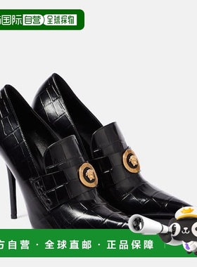1h可退 香港直邮Versace 范思哲 女士 鳄鱼纹漆皮浅口鞋 001180