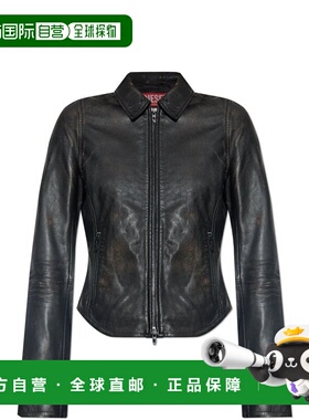 1h可退 香港直邮Diesel 迪赛 女士 黑色 L-Egrad 皮革夹克 A19596
