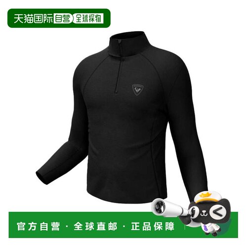 自营欧洲直邮Rossignol Classique男士黑色聚酯纤维半拉链抓绒衣