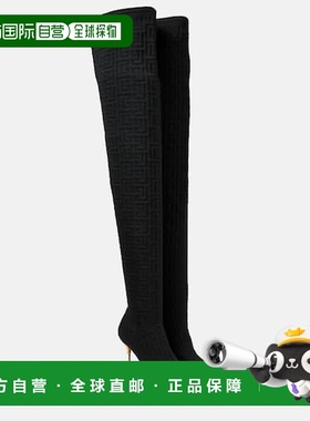 1h可退 香港直邮Balmain 巴尔曼 女士 Moneta 交织图案网纱过膝靴