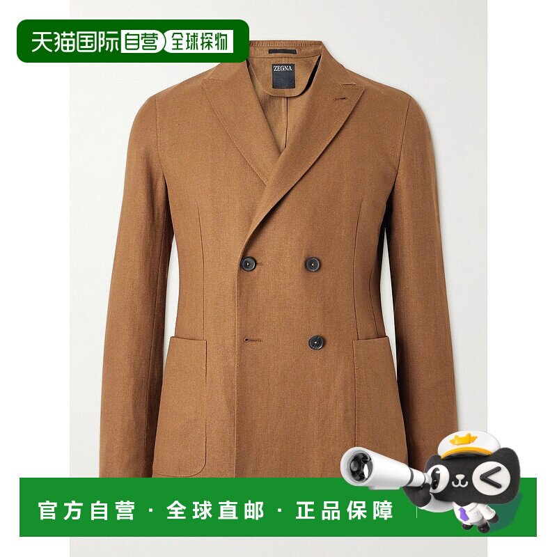 香港直邮Zegna 杰尼亚 男士 双排扣亚麻羊毛混纺西装外套 1DJ2S07