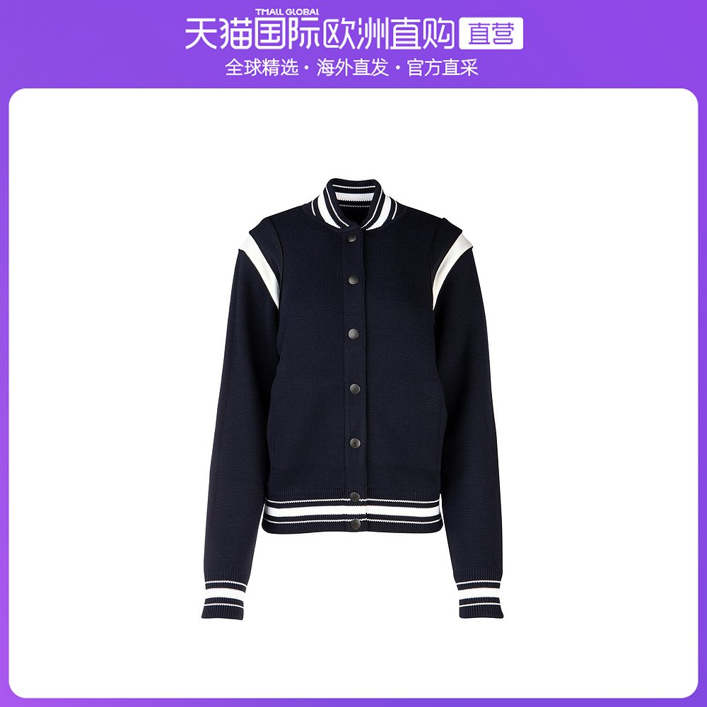 香港直邮givenchy 戚薇同款 深蓝色logo印花棒球外套 bw006v4z51