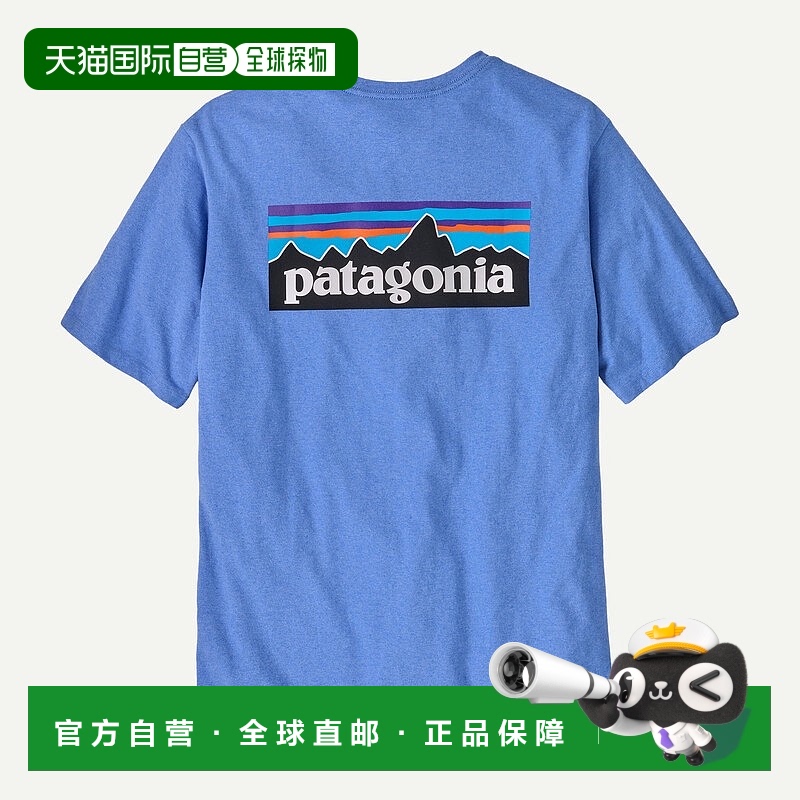 自营欧洲直邮PATAGONIA 男士蓝色棉/涤纶短袖T恤