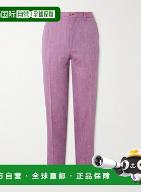 1h可退 香港直邮Etro 艾特罗 男士 Roma 锥形亚麻羊毛混纺西装裤