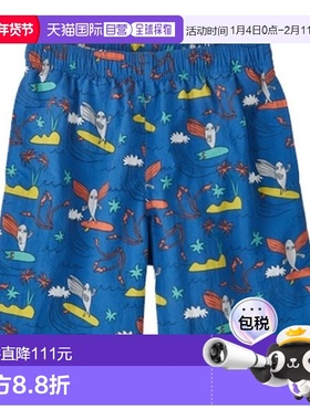 欧洲直邮PATAGONIA BAGGIES儿童蓝色再生尼龙弹力腰头短裤