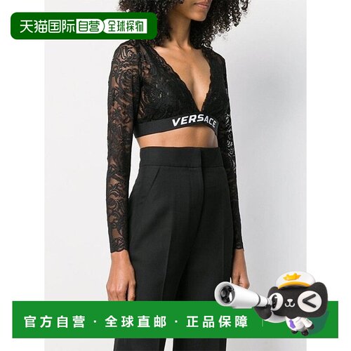 香港直邮Versace 短款蕾丝T恤 AUD10005AZ00018A1008长袖范思哲