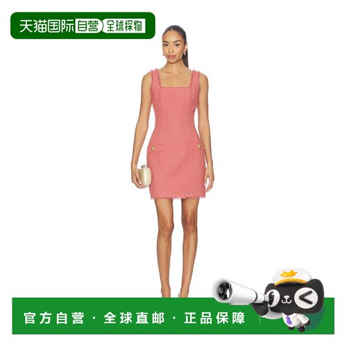 香港直邮Balmain 巴尔曼 女士 Two 口袋直筒花呢短款连衣裙 GF0R2