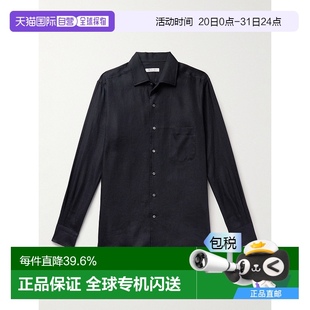 諾悠翩雅 1h可退 Piana 亞麻襯衫 藏藍 ANDRE 香港直郵Loro 男士