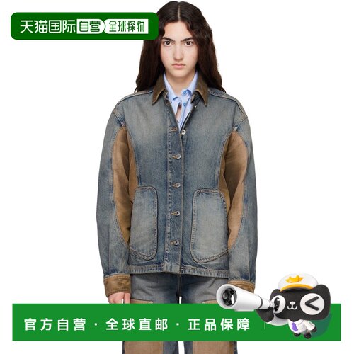 香港直邮off-white 女士 海军蓝 & 棕色 Corduroy Patch 牛仔夹克