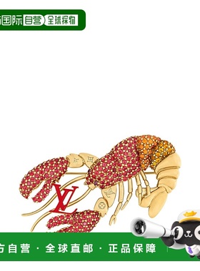 自营1h可退 欧洲直邮LV路易威登 男士红色/橙色黄铜龙虾造型胸针