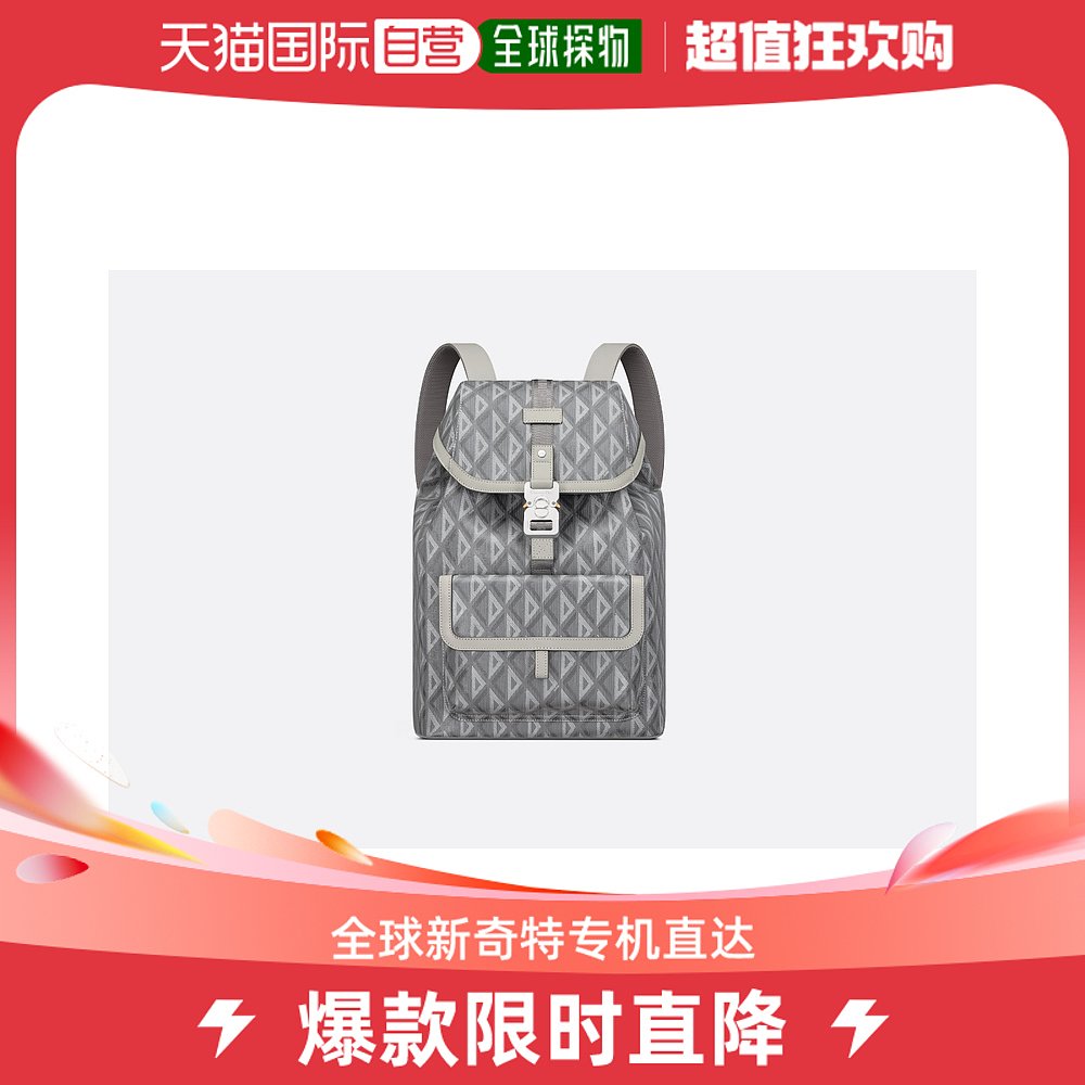 欧洲直邮DIOR 迪奥灰色徽标印花双肩包
