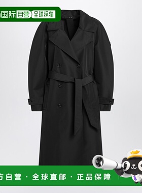 香港直邮Moncler X Edward Enninful 女士 黑色双排扣连腰带风衣