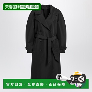 香港直邮Moncler X Edward Enninful 女士 黑色双排扣连腰带风衣