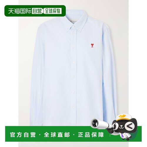 香港直邮Ami Paris 女士 ADC 刺绣棉质牛津衬衫 BFUSH063CO0031BL