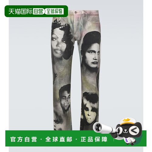 1h可退 香港直邮versace 范思哲 男士 印花直筒牛仔裤 colorful花