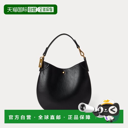 自营欧洲直邮Ralph Lauren拉夫劳伦 Polo ID女士黑色皮革手拿包