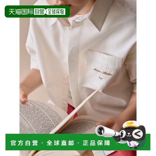 欧洲直邮Bonpoint小樱桃 男孩白色有机棉宽松衬衫