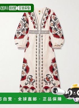 香港直邮FARM RIO 女士 Cashew Mandala 印花棉质府绸长款连衣裙