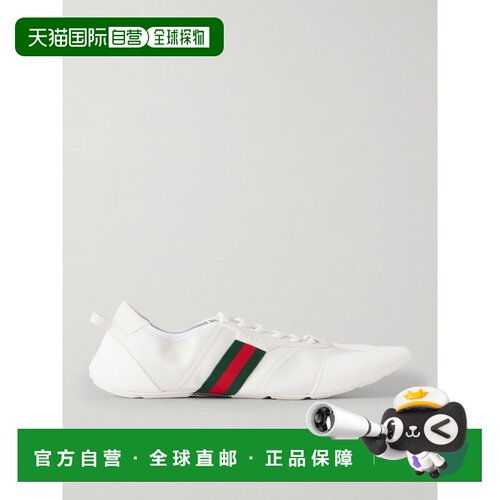 Gucci 古驰 男士 Flex Stripe-Detail 网格边皮质山羊皮运动鞋