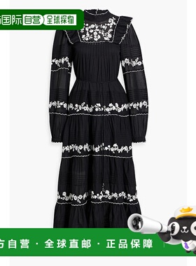 1h可退 香港直邮FARM RIO 女士 层叠刺绣棉纱长款连衣裙 324904BL