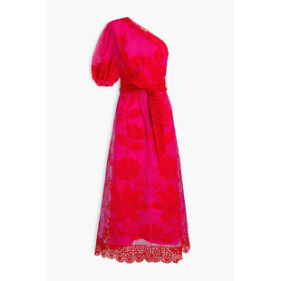 单肩凸纹花边蕾丝长款 香港直邮FARM RIO 女士 332781RED 连衣裙