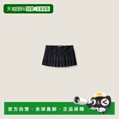 2025 欧洲直邮MIU MIU 格纹斜纹布百褶迷你裙裙子