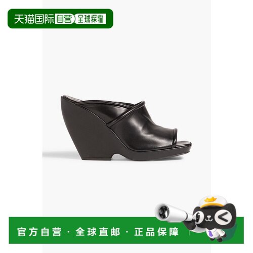 1h可退 香港直邮KHAITE 女士 Stagg 皮质坡跟凉拖 F3046784BLACK