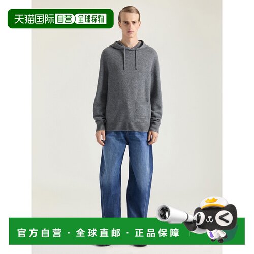 自营欧洲直邮Givenchy纪梵希 男士灰色羊绒混纺连帽卫衣帽衫长袖