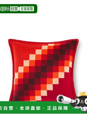 欧洲直邮LV路易威登 Sunset红色羊毛棋盘格图案靠垫男女通用