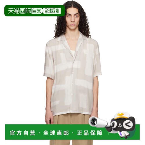 香港直邮BOSS 波士 男士 灰褐色 Regular-Fit Maxi Print 衬衫 50