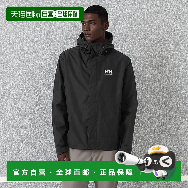 自营欧洲直邮Helly Hansen 男士黑色聚酯7号J雨衣夹克