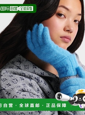 自营1h可退 欧洲直邮LV路易威登 Script系列女士天蓝色马海毛手写