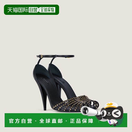 自营欧洲直邮Givenchy纪梵希 Cage女士黑色皮革铆钉高跟凉鞋