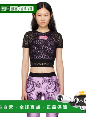 1h可退 香港直邮versace 范思哲 女士 黑色贴饰 T恤 E76HAH6B2EJ0