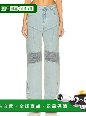 1h可退 香港直邮Blumarine 蓝色情人 女士 阔腿骑士牛仔裤 2J065A