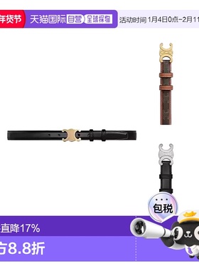 自营1h可退 欧洲直邮CELINE赛琳腰带TRIOMPHE系列黑色2.5cm金扣