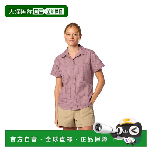 自营欧洲直邮Marmot土拨鼠 AirExchange女士灰粉色格子短袖衬衫