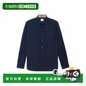 博柏利 口经典 男士 自营欧洲直邮Burberry 藏青色棉修身 袖 格纹长袖