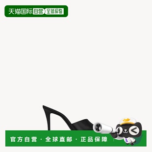 自营欧洲直邮YSL圣罗兰 ROMY系列女士黑色羔羊皮尖头穆勒鞋高跟