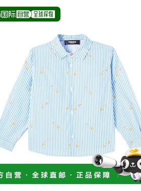 1h可退 香港直邮versace 男童 Bengal 别针条纹棉质衬衫童装