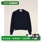 海军蓝色圆领 Ami 自营欧洲直邮AMI Coeur 羊毛毛衣